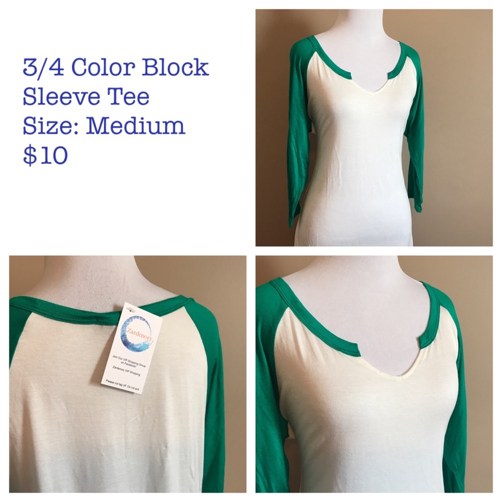 Low v neck 3/4 sleeve top